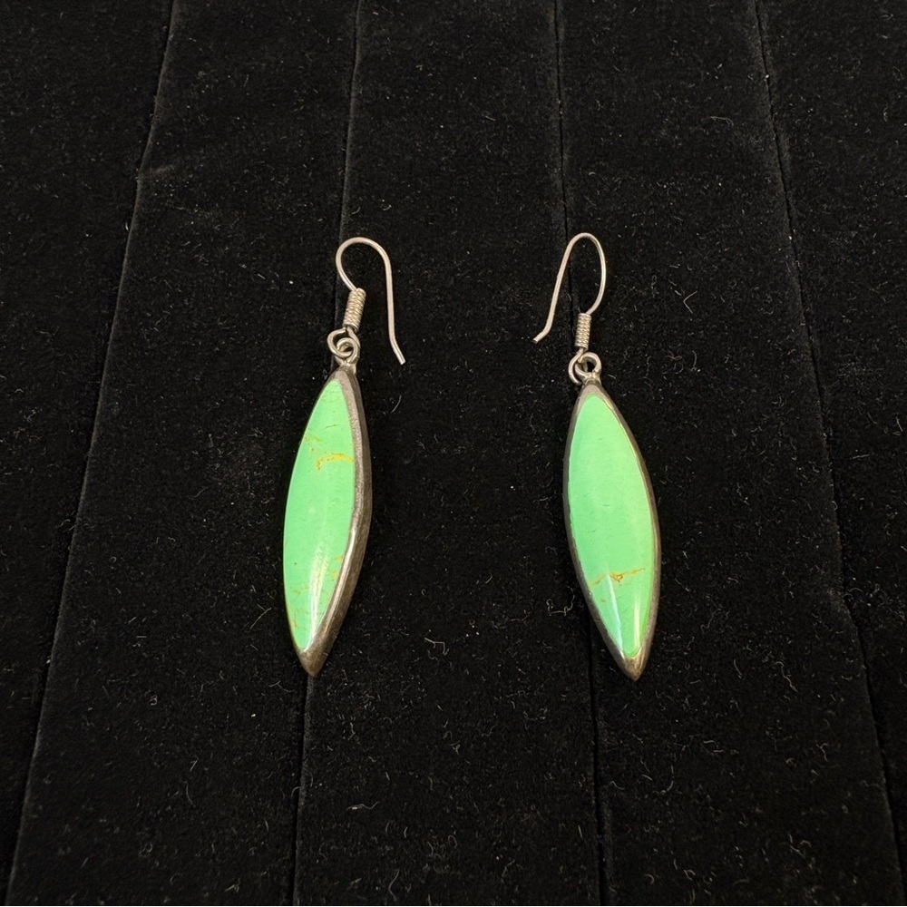 Southwestern-style Homemade Artisan dangle gaspeite earrings